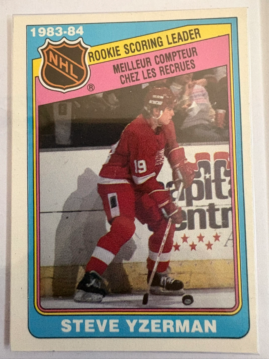1983-84 O-Pee-Chee Steve Yzerman Rookie Scoring Leader Card