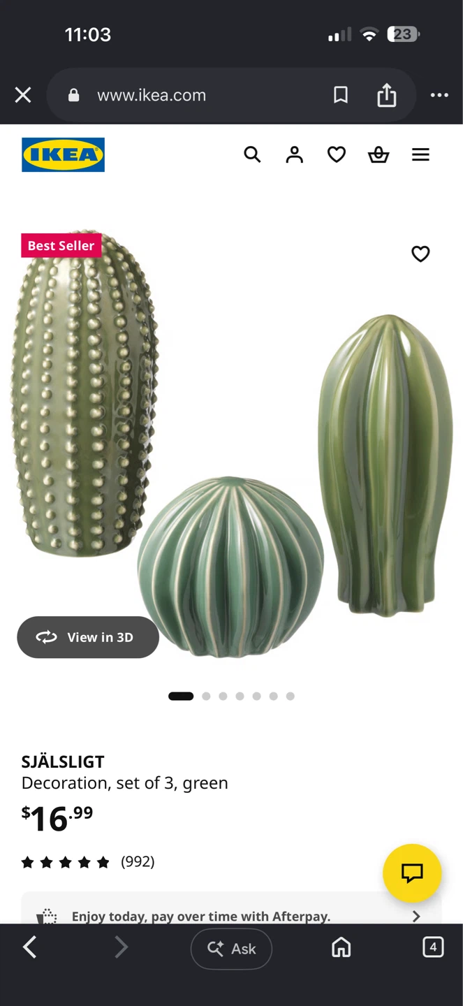 IKEA SJÄLSLIGT Cactus Decoration Set of 3 Green
