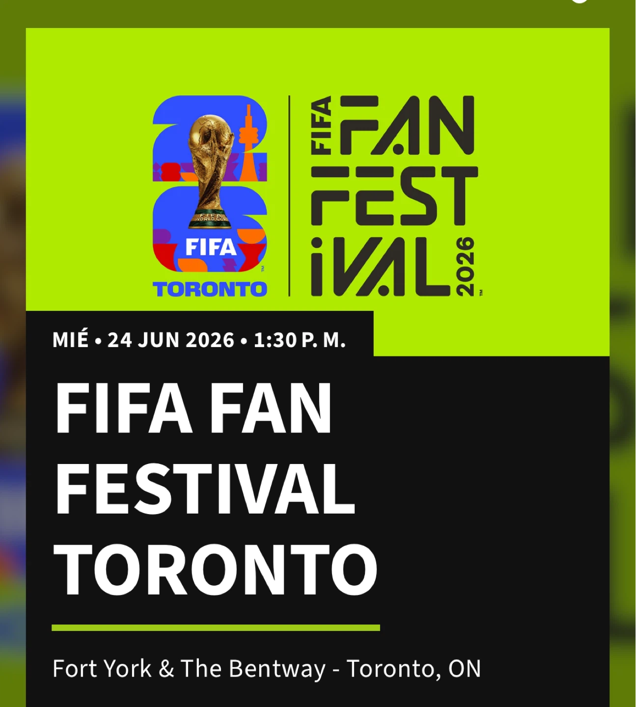 3x Tickets FIFA Fan Festival Toronto (Tomorrow - June 24)