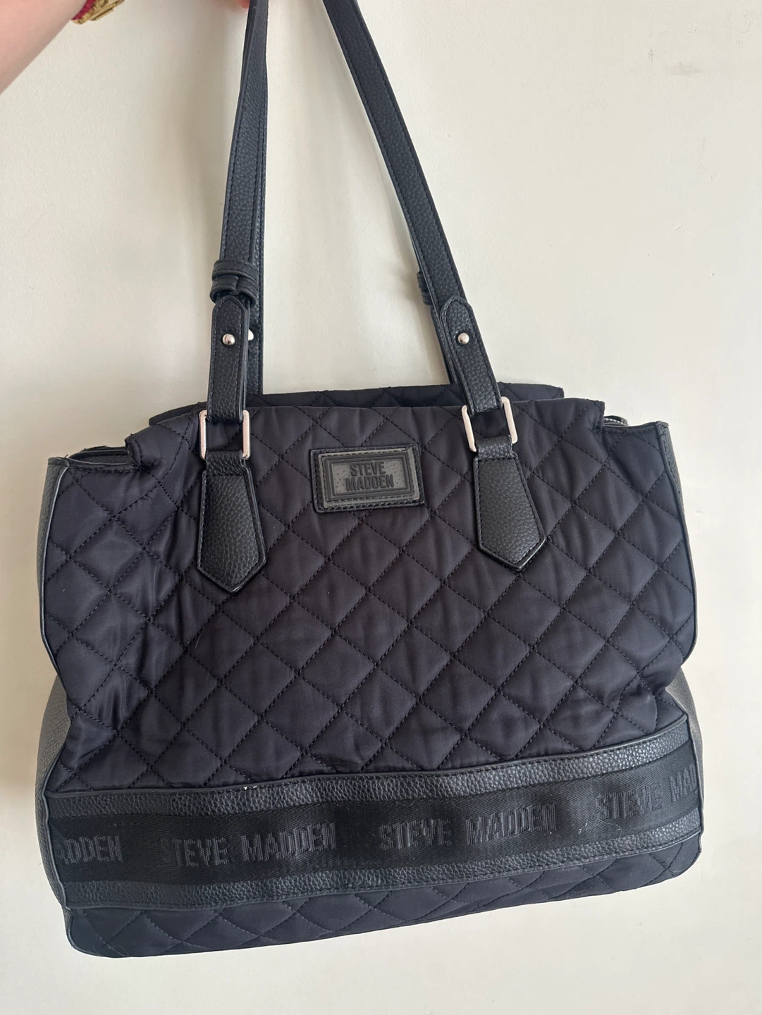 Steve Madden Black Quilted Tote Bag