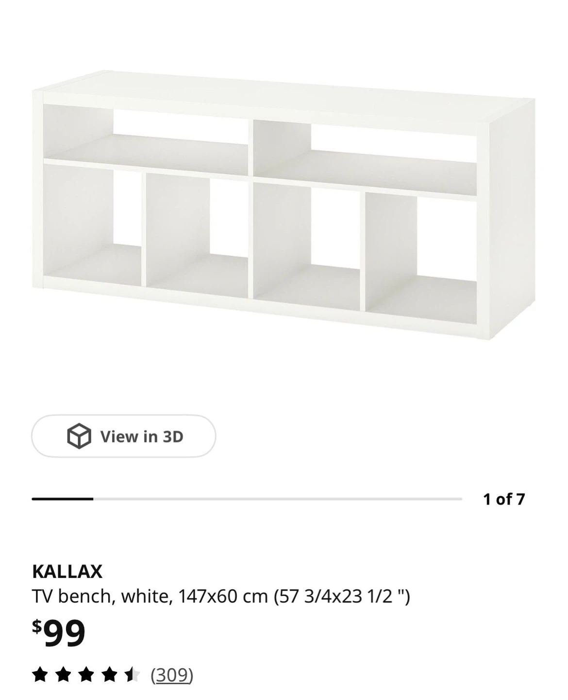 IKEA KALLAX TV Bench - White