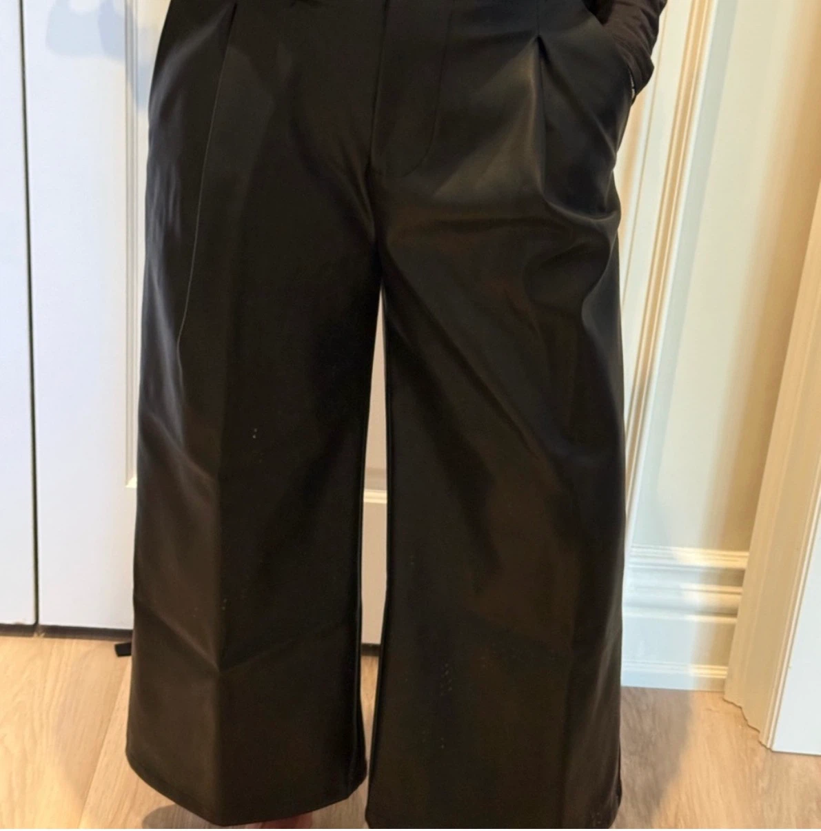 Black Wide Leg Faux Leather Pants