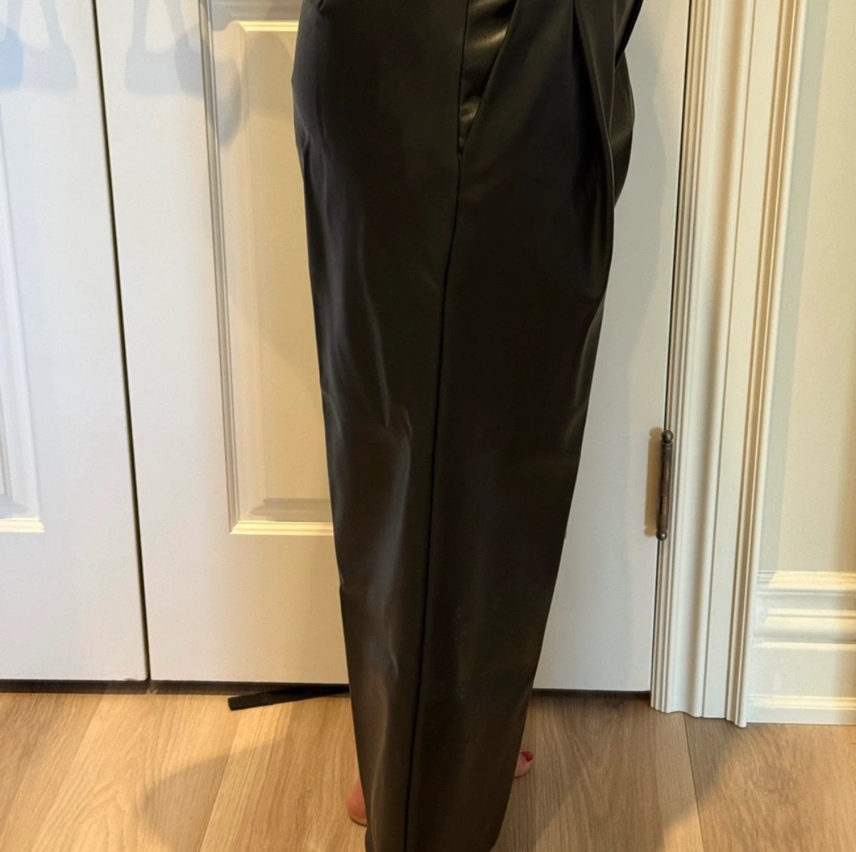 Black Wide Leg Faux Leather Pants - photo 2