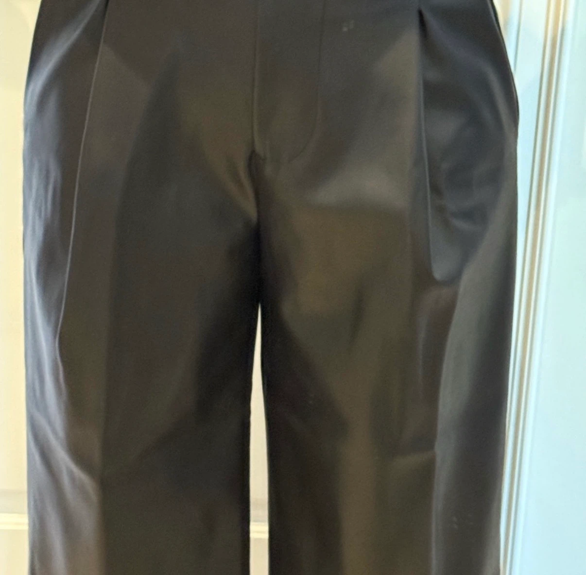 Black Wide Leg Faux Leather Pants - photo 3