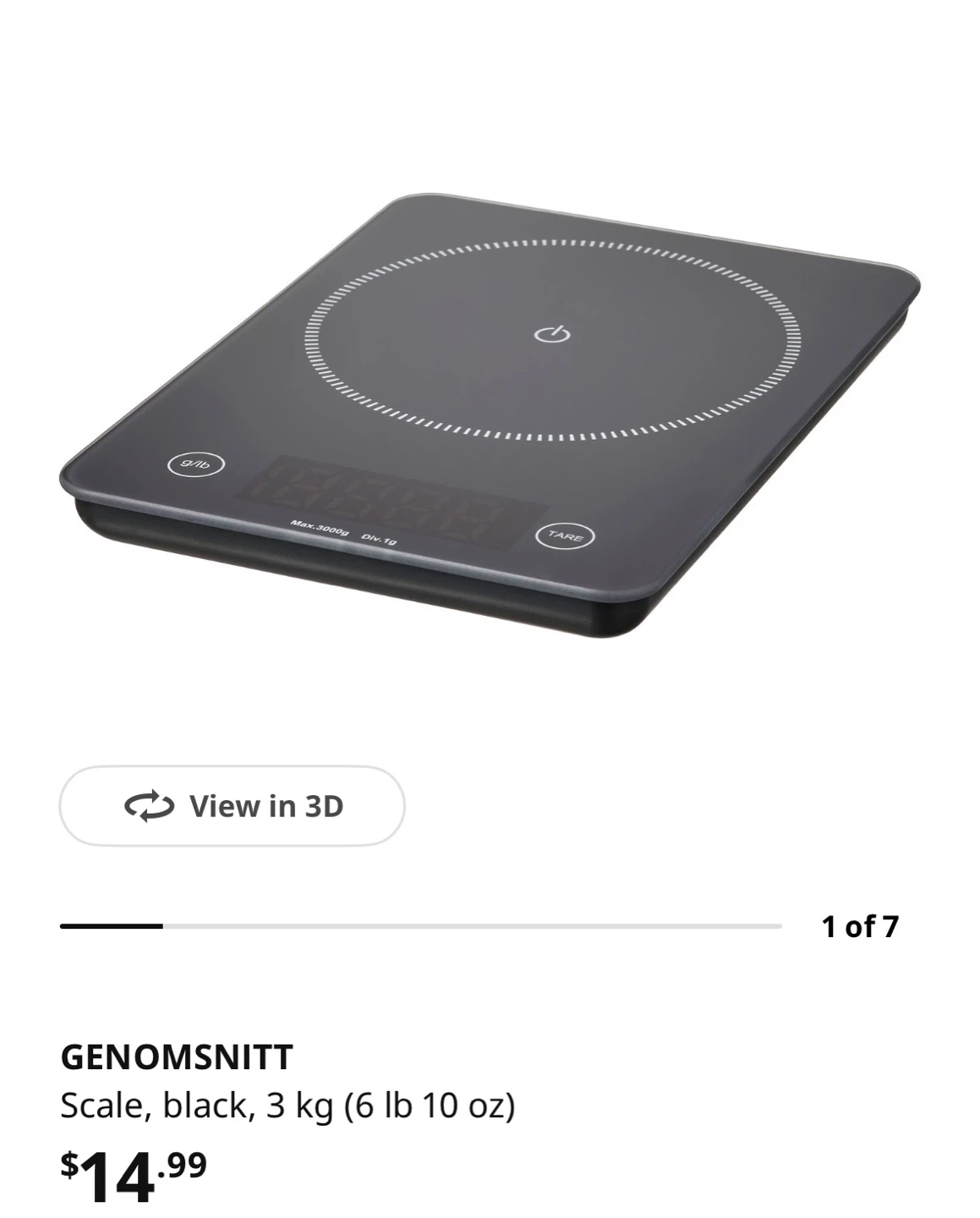 IKEA GENOMSNITT Scale - Black, 3 kg - photo 2