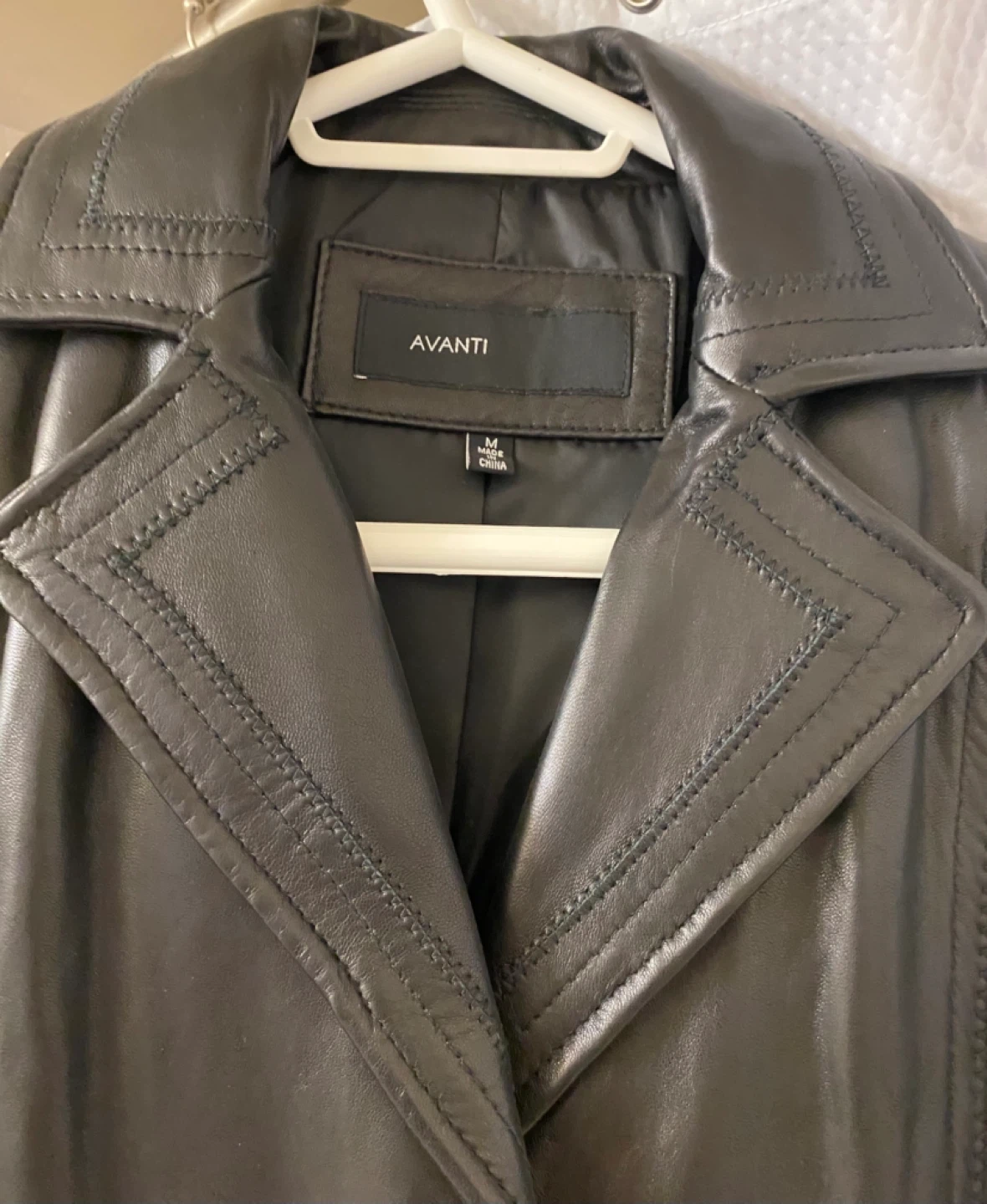 Avanti Black Leather Trench Coat