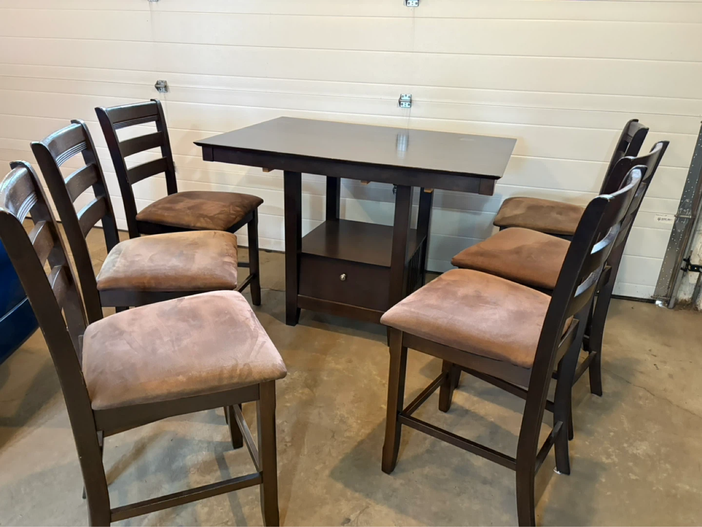 Dark Wood Counter Height Table Set with 4 Chairs
