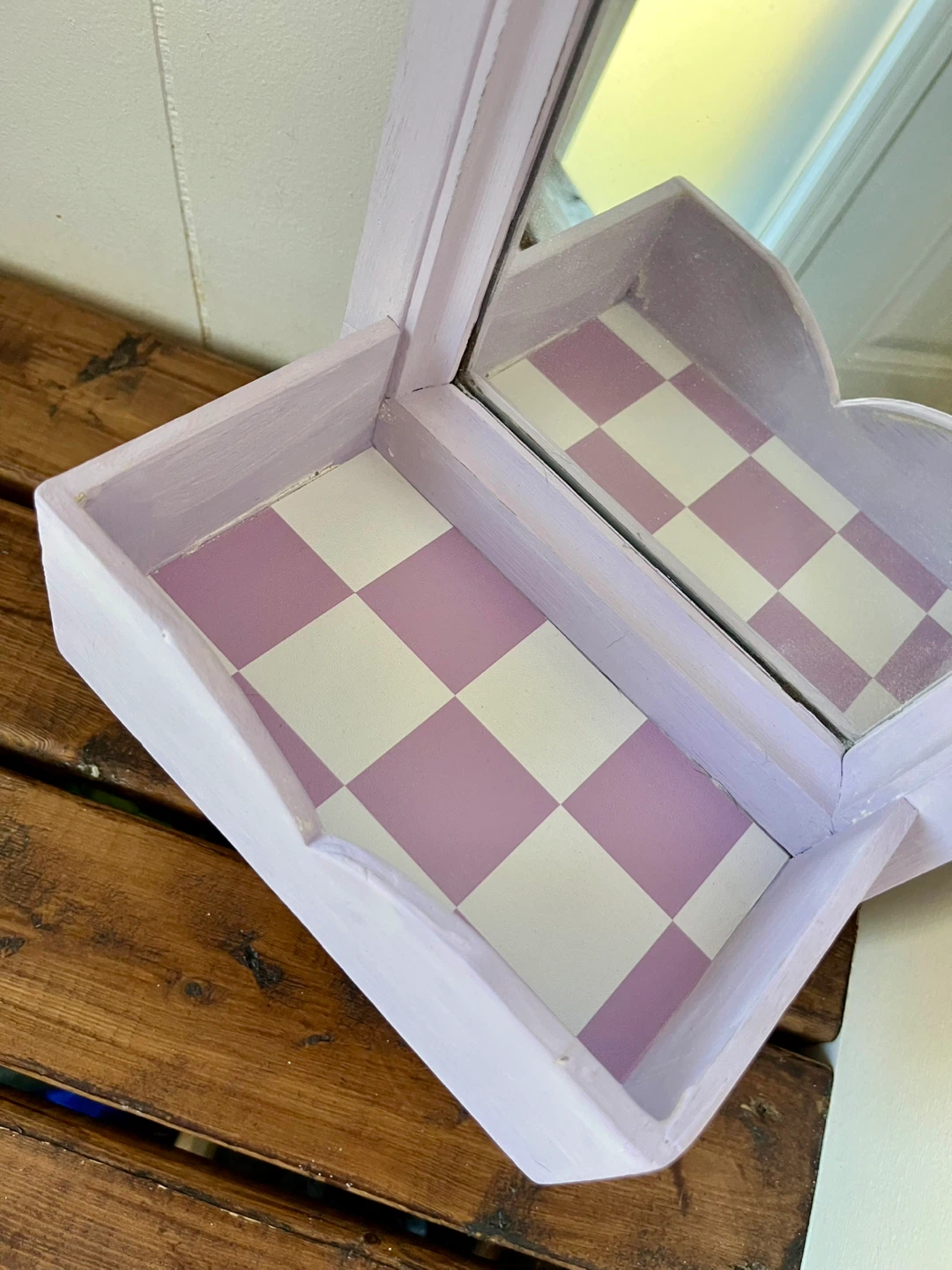 Lavender and White Checkerboard Wall Decor / Storage - photo 3