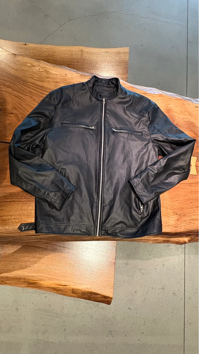 Black Faux Leather Moto Jacket - photo 4