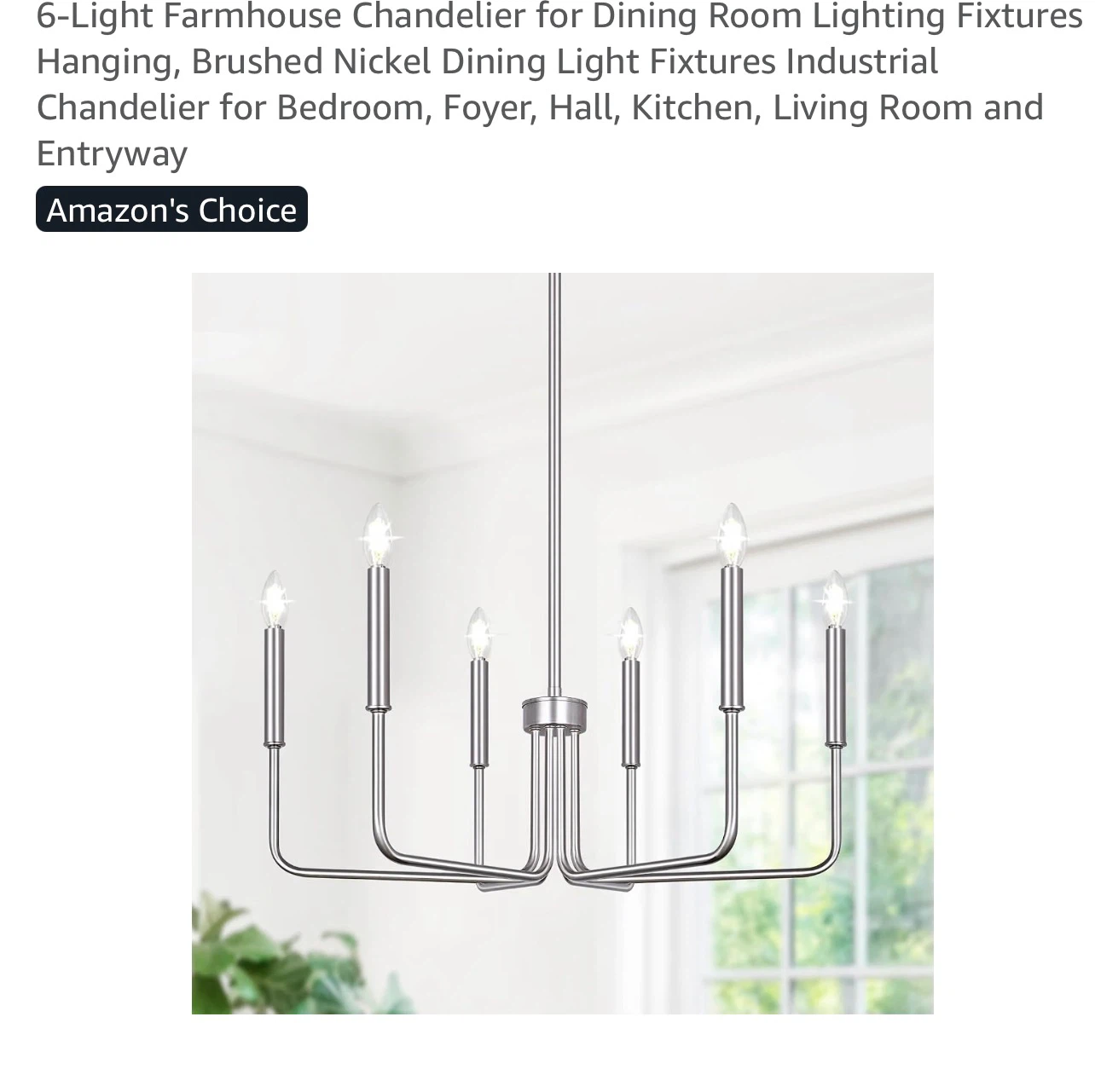 6-Light Farmhouse Chandelier 6FR