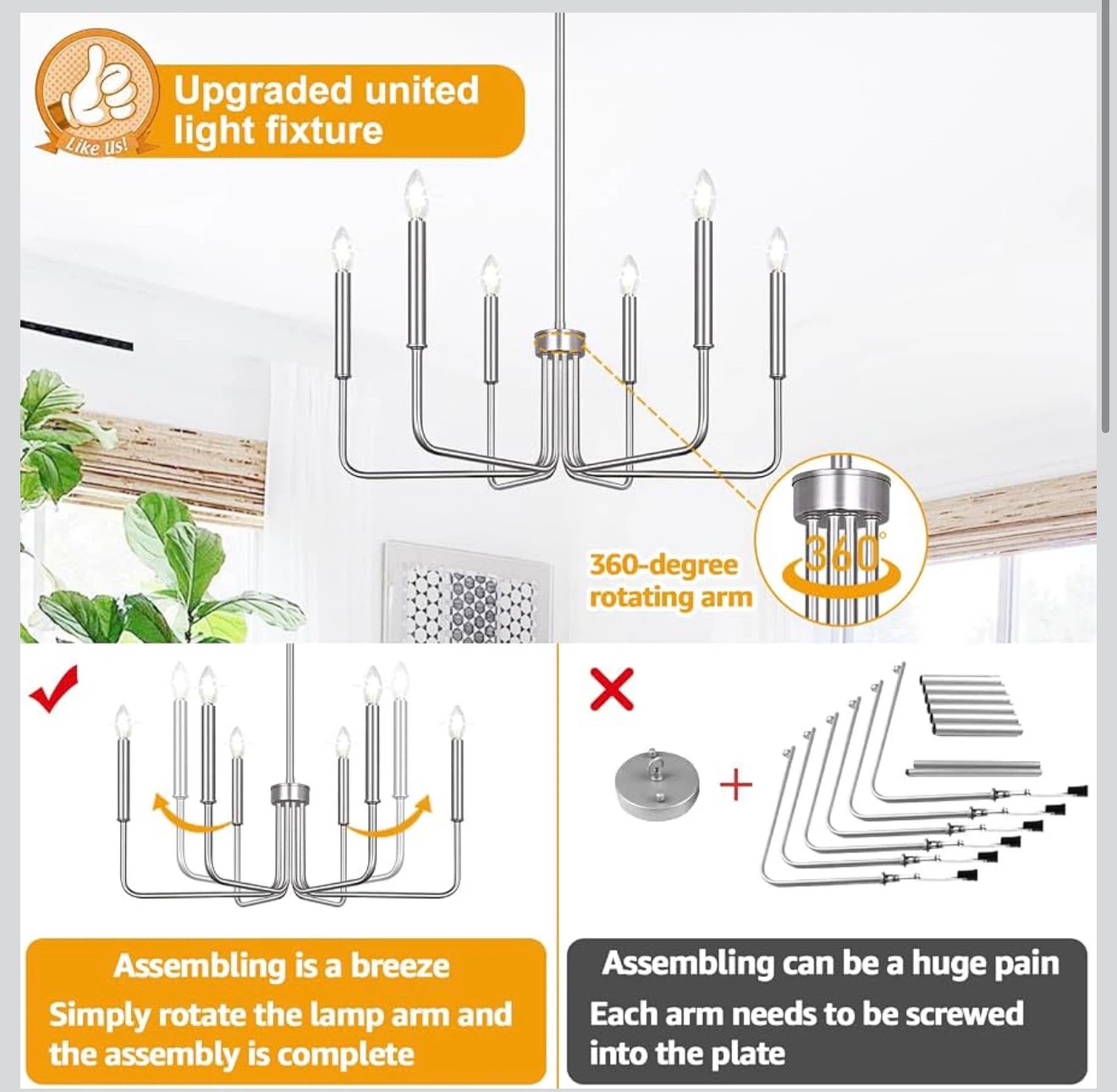 6-Light Farmhouse Chandelier 6FR - photo 3