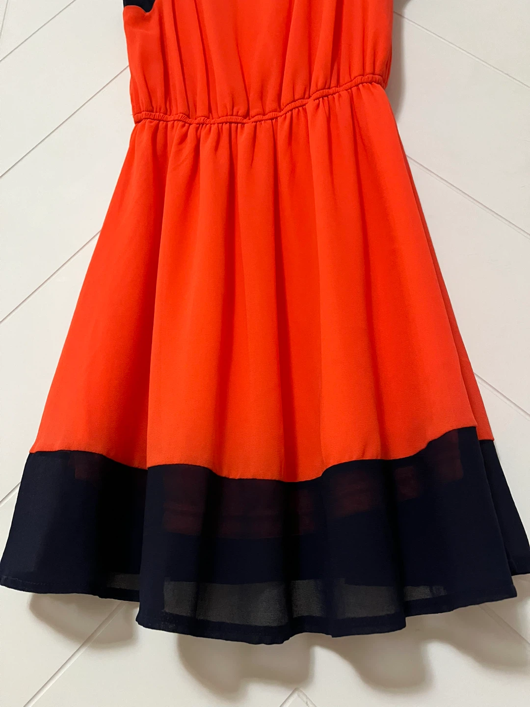 Katie Sleeveless Orange and Navy Dress - photo 4