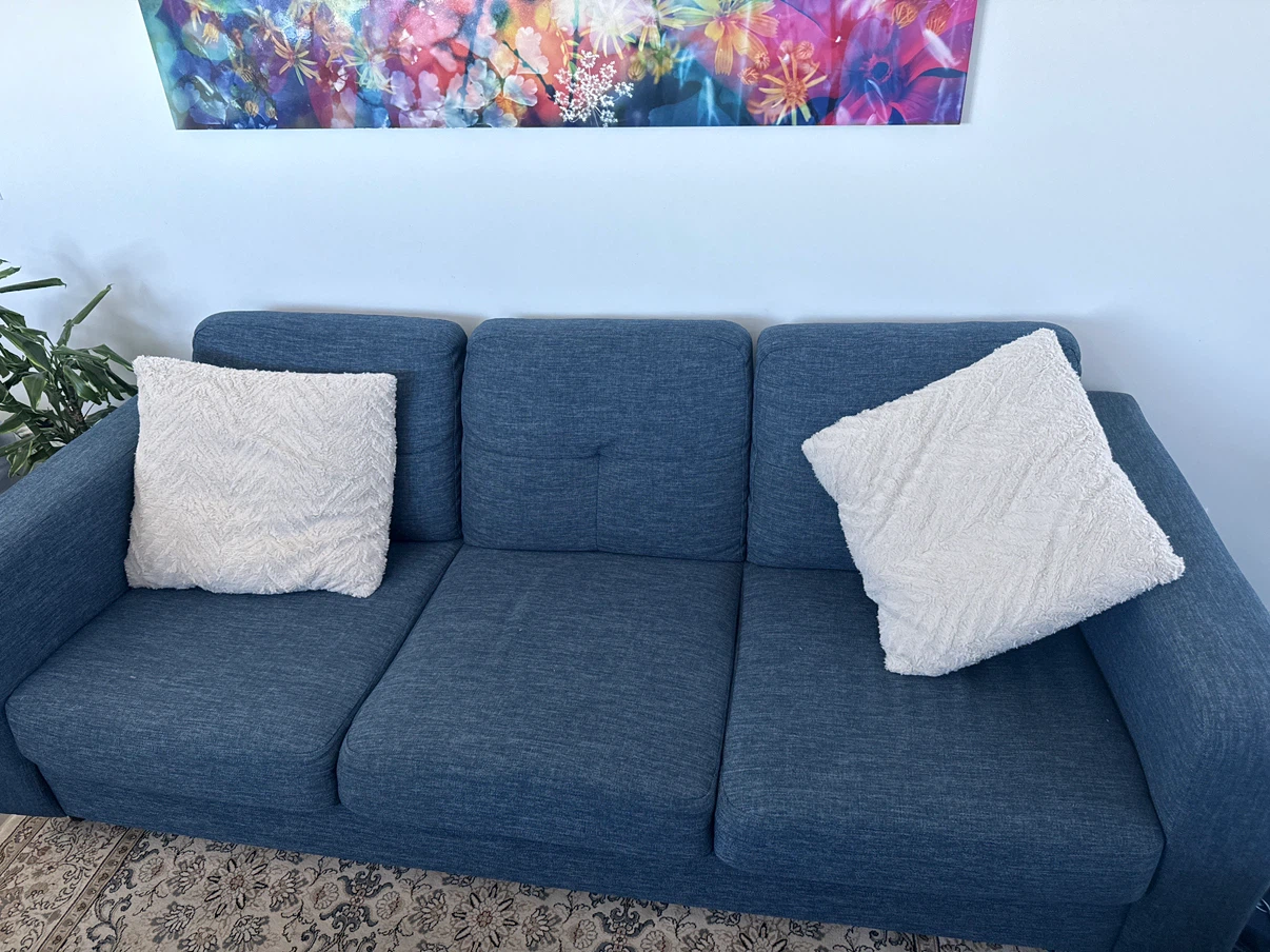 Blue three-seater sofa EQ3