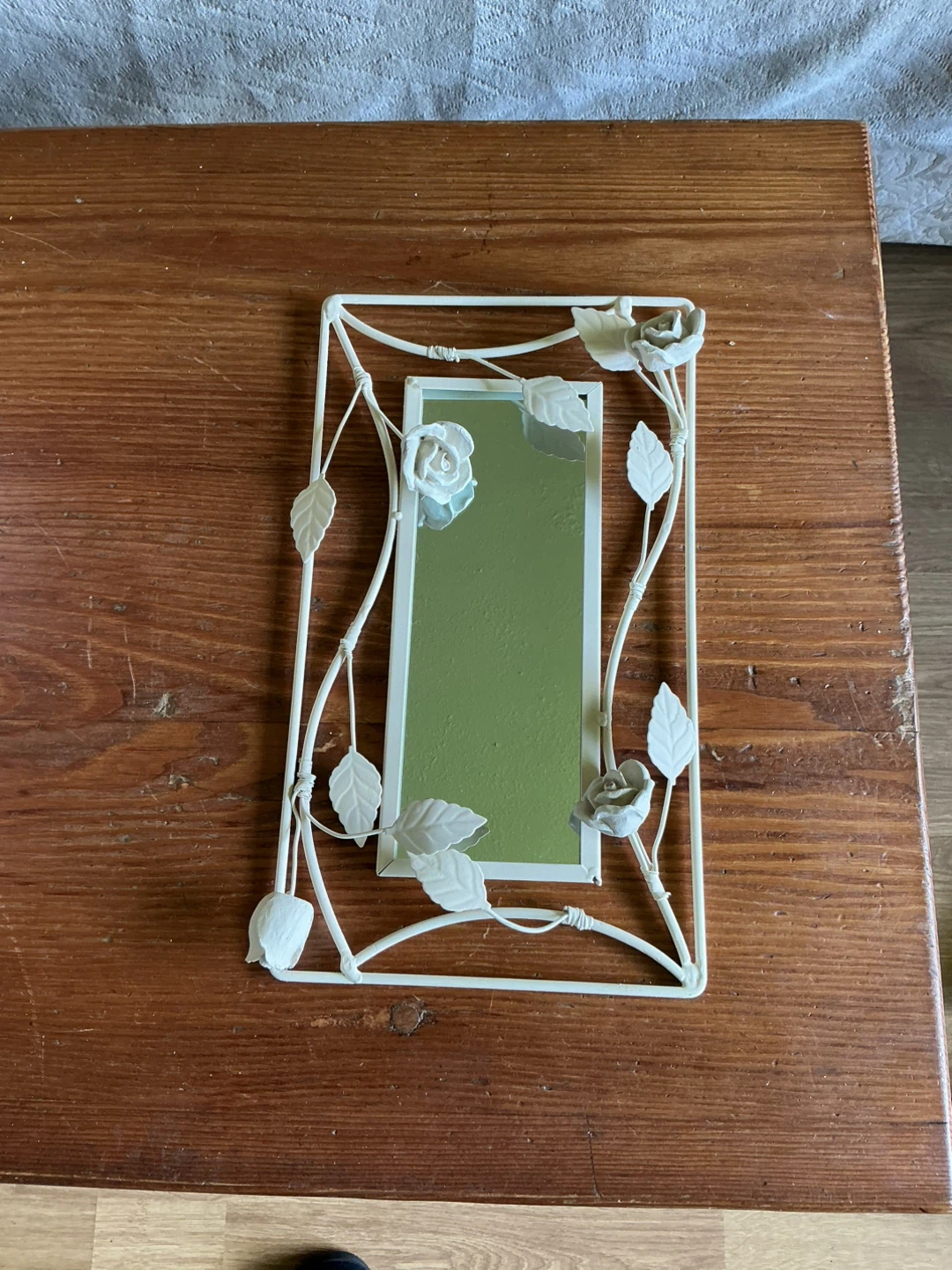 Decorative Mirror with Rose and Leaf Design