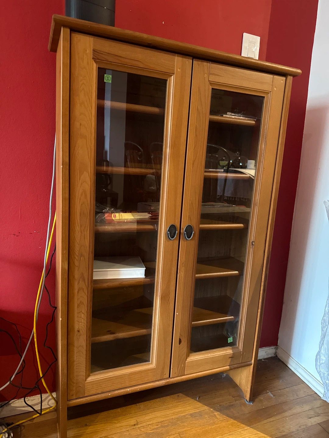Wooden Display Cabinet with Glass Doors