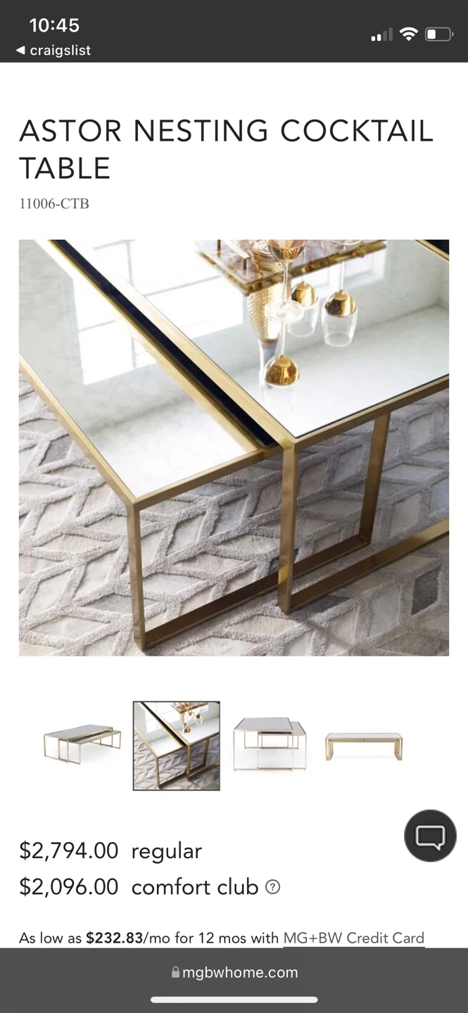 Mitchell Gold Bronze/Antique Mirror Coffee/Cocktail Table - photo 2