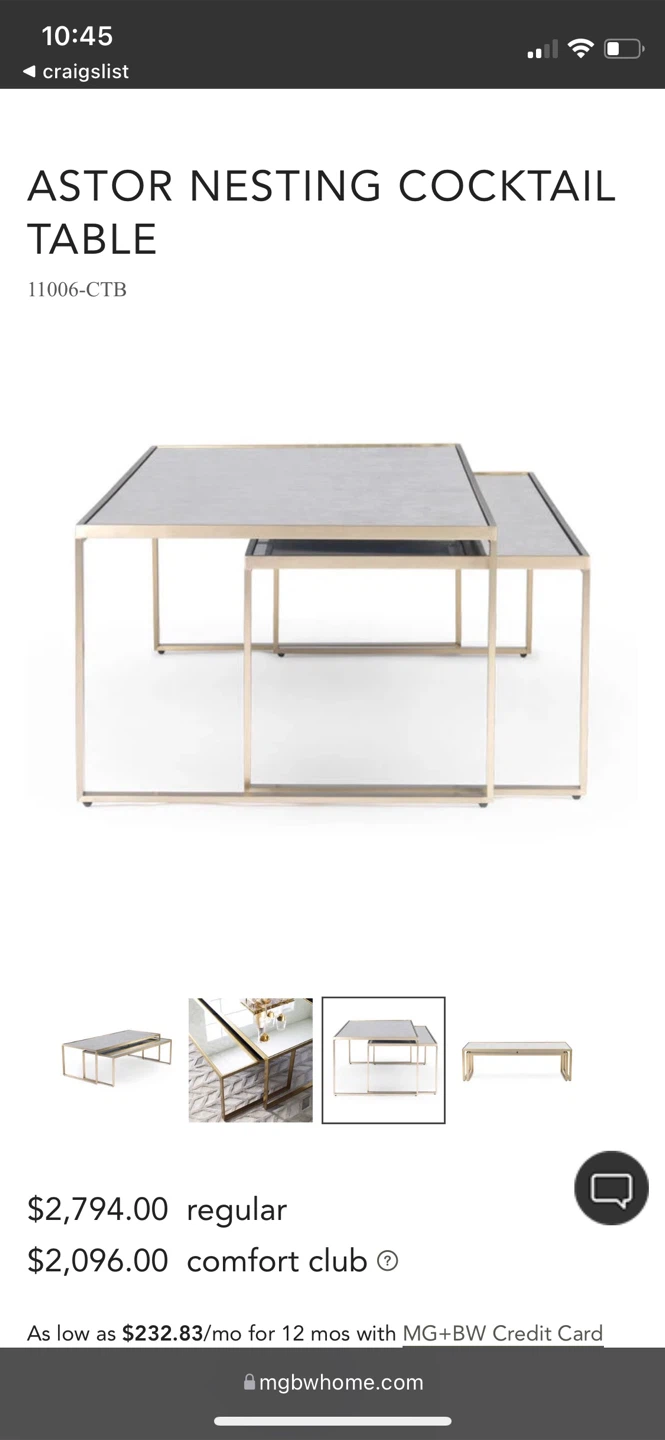 Mitchell Gold Bronze/Antique Mirror Coffee/Cocktail Table - photo 3