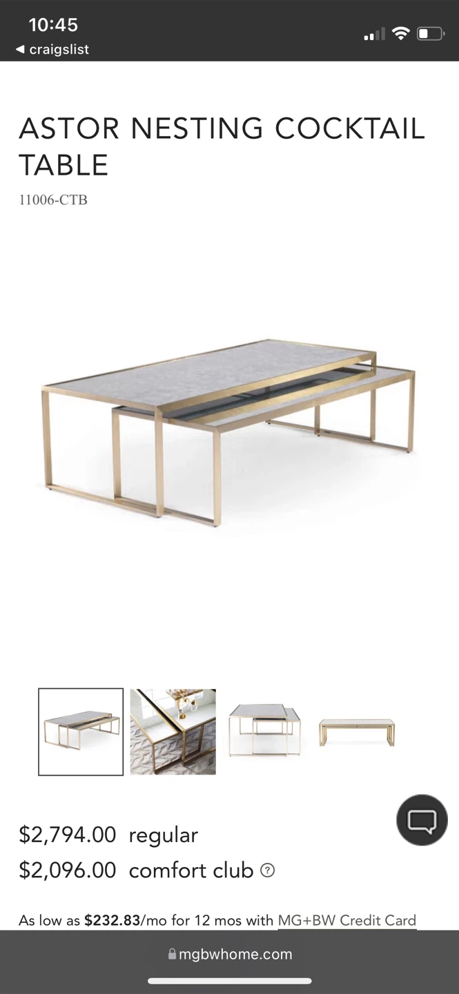 Mitchell Gold Bronze/Antique Mirror Coffee/Cocktail Table - photo 4