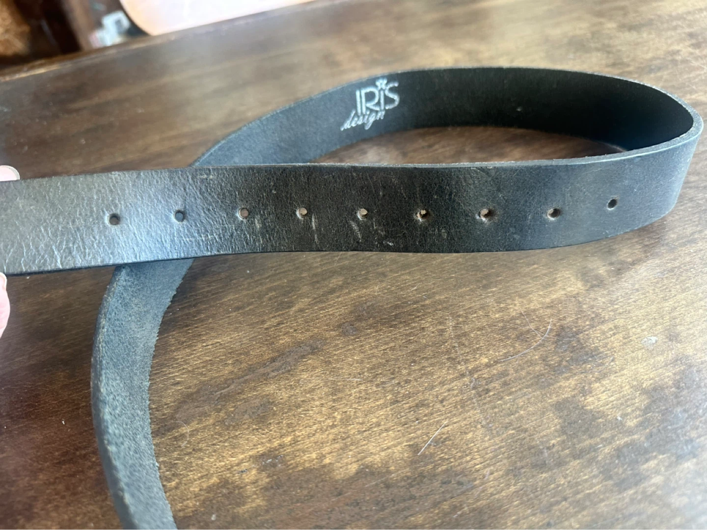 Iris Design Leather Belt with Fleur de Lys Buckle - photo 3