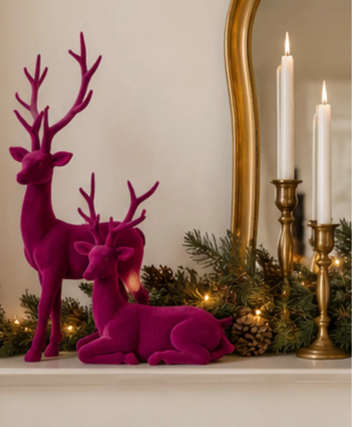 Velvet Reindeer Decorations (Set of 2)