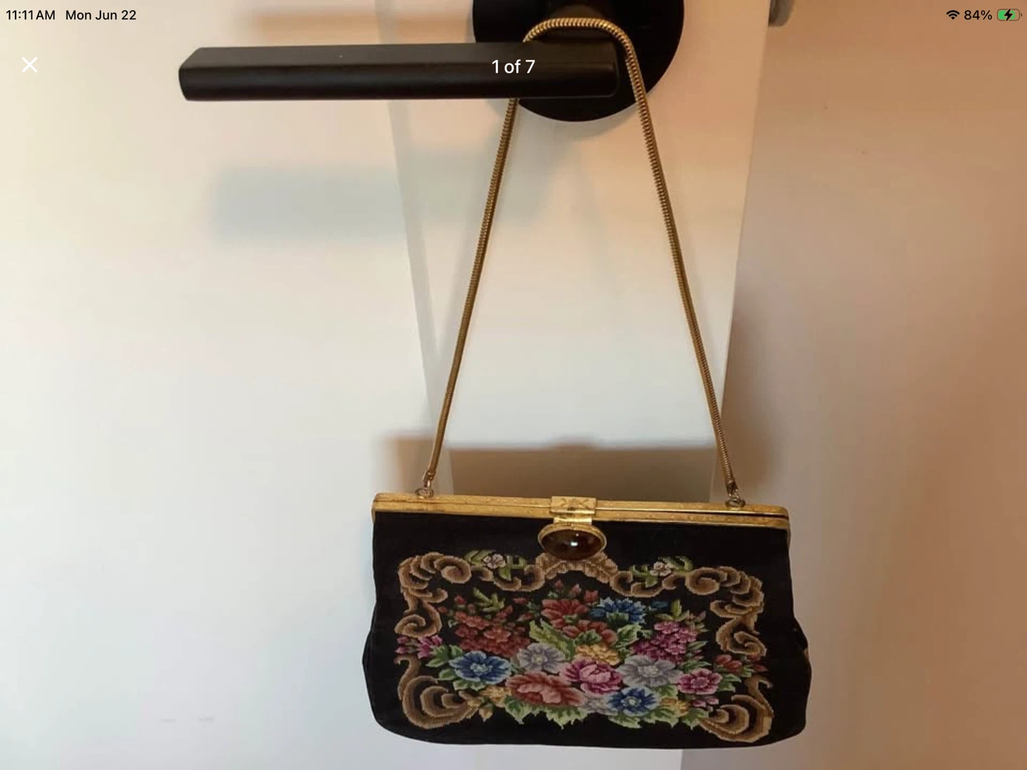 Vt Petit Point Evening Bag w Tiger’s Eye Snap Latch 🐞