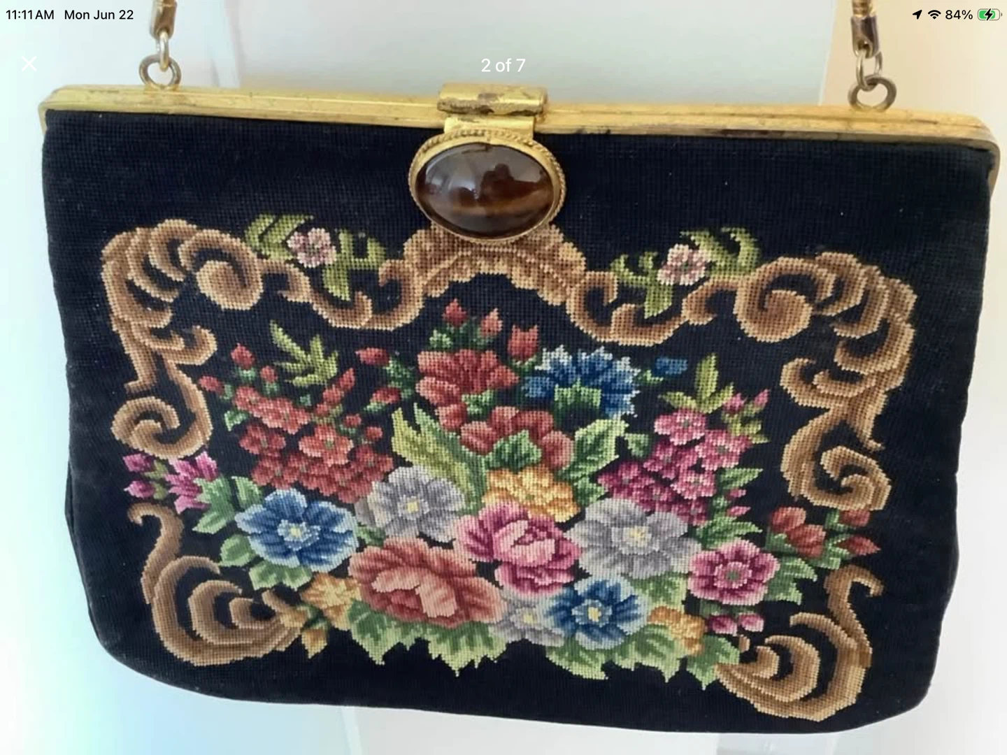 Vt Petit Point Evening Bag w Tiger’s Eye Snap Latch 🐞 - photo 2