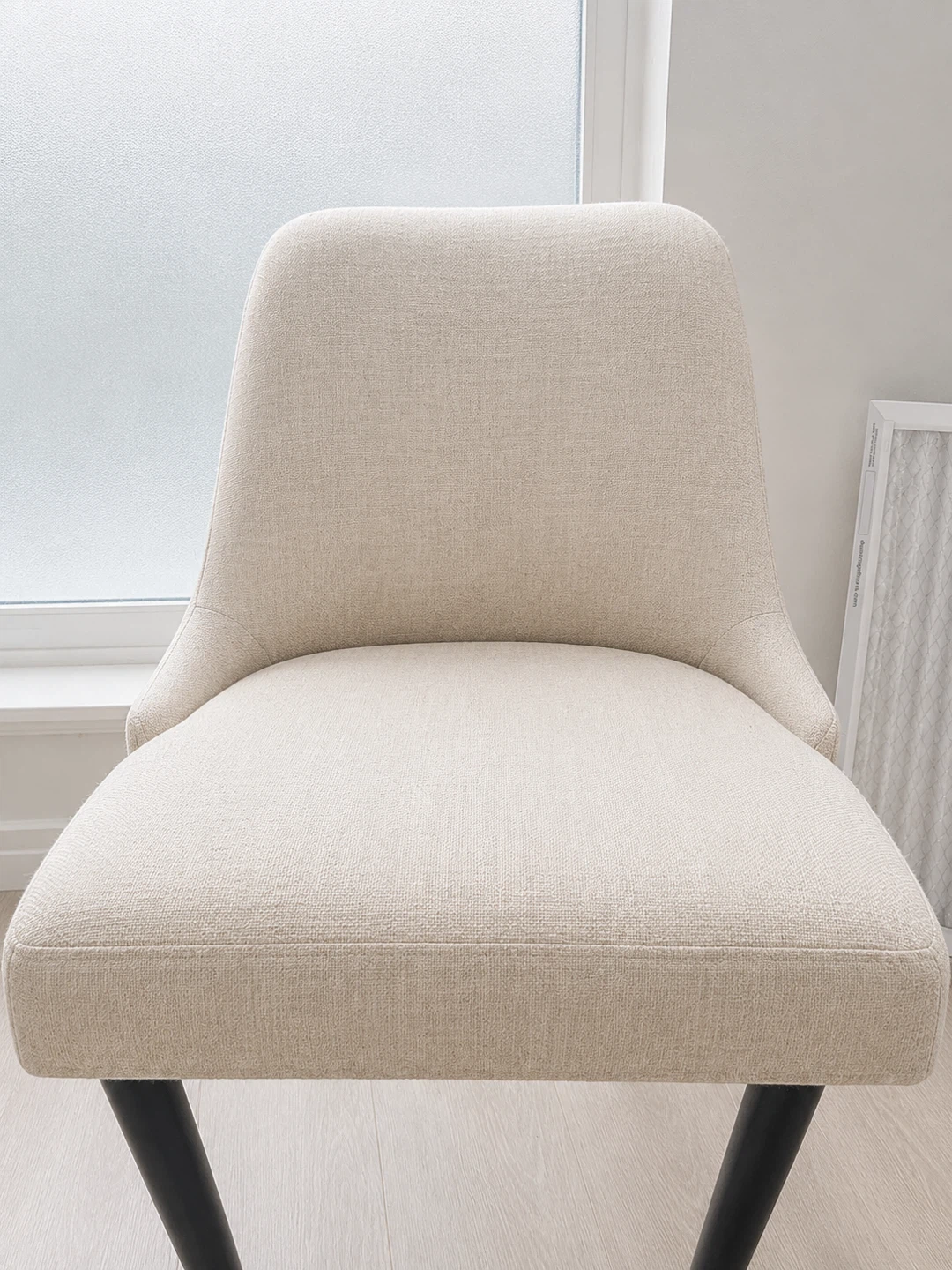 Pair of Modern Cream Upholstered Dining Chairs - photo 2