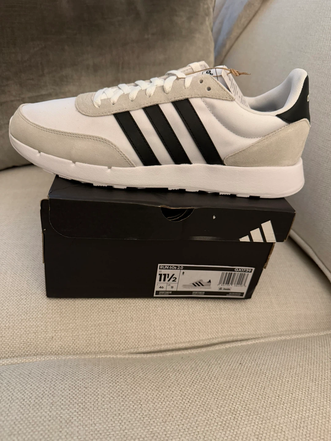 Adidas Run 60s 2.0 Sneakers - White/Black Size 11.5 - photo 2