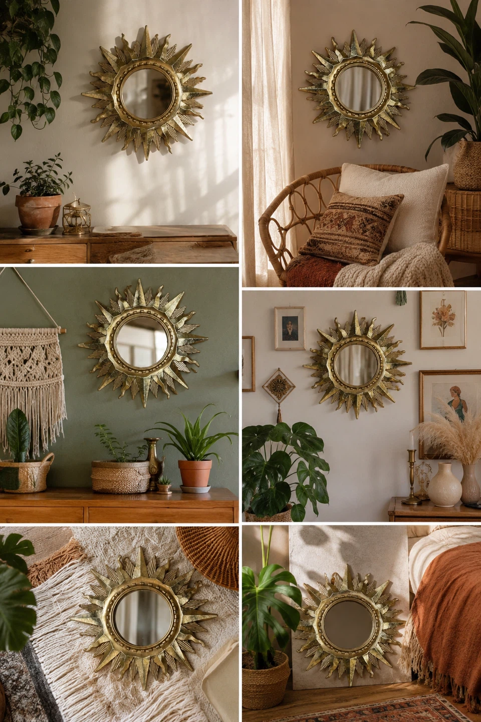 Vintage Gold Sunburst Mirror