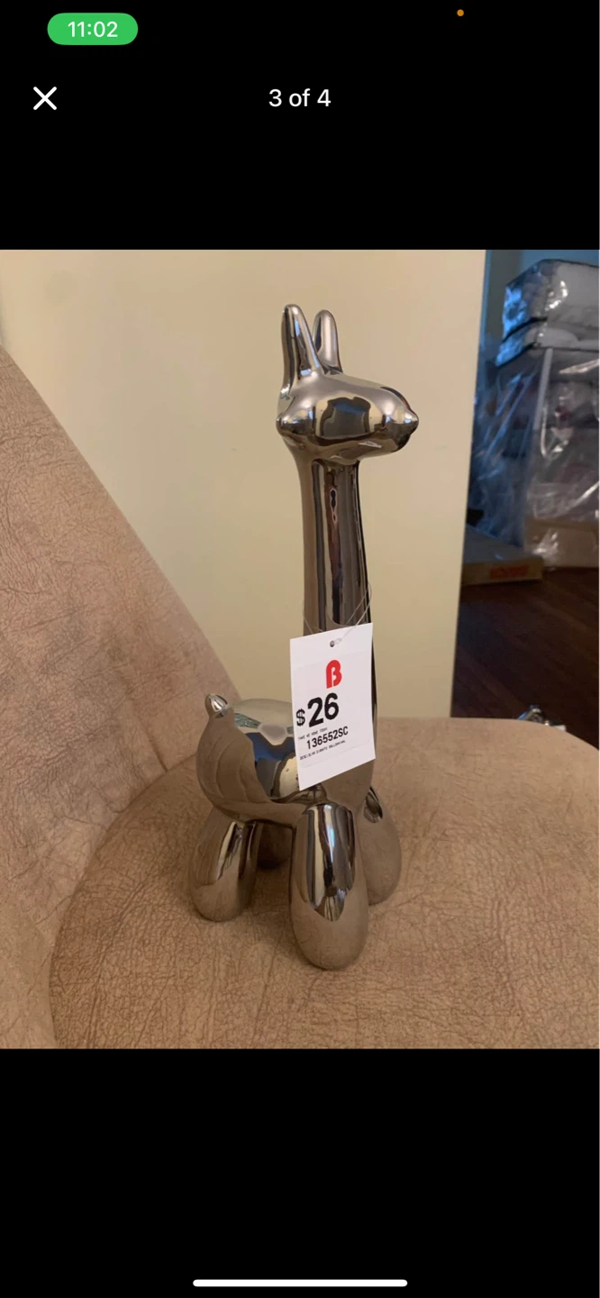 Silver Decorative Giraffe Figurine