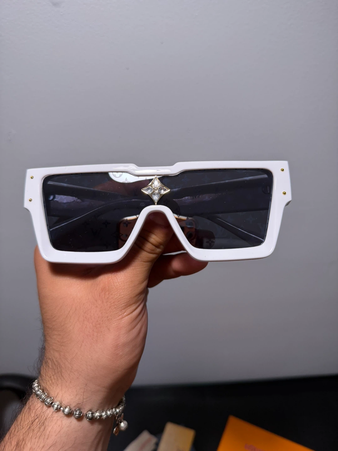 LV White Shield Sunglasses