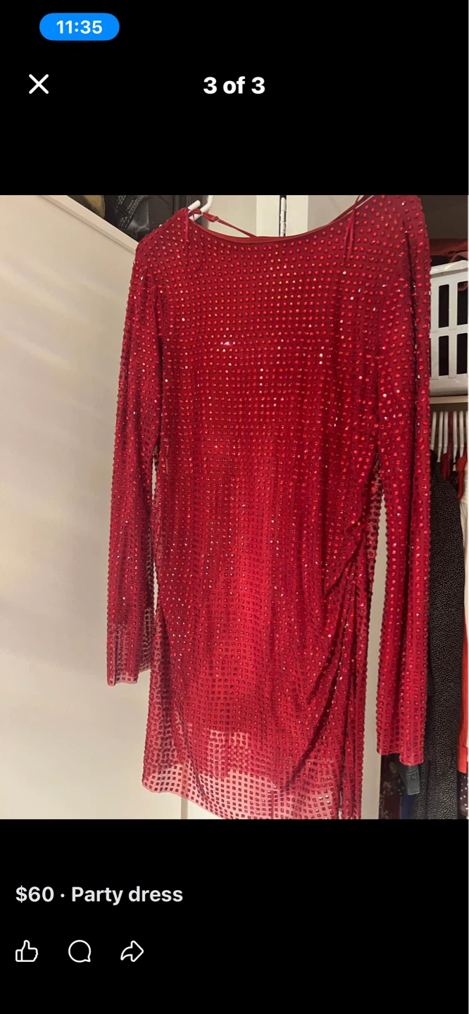Zara Red Sequin Party Dress - photo 2