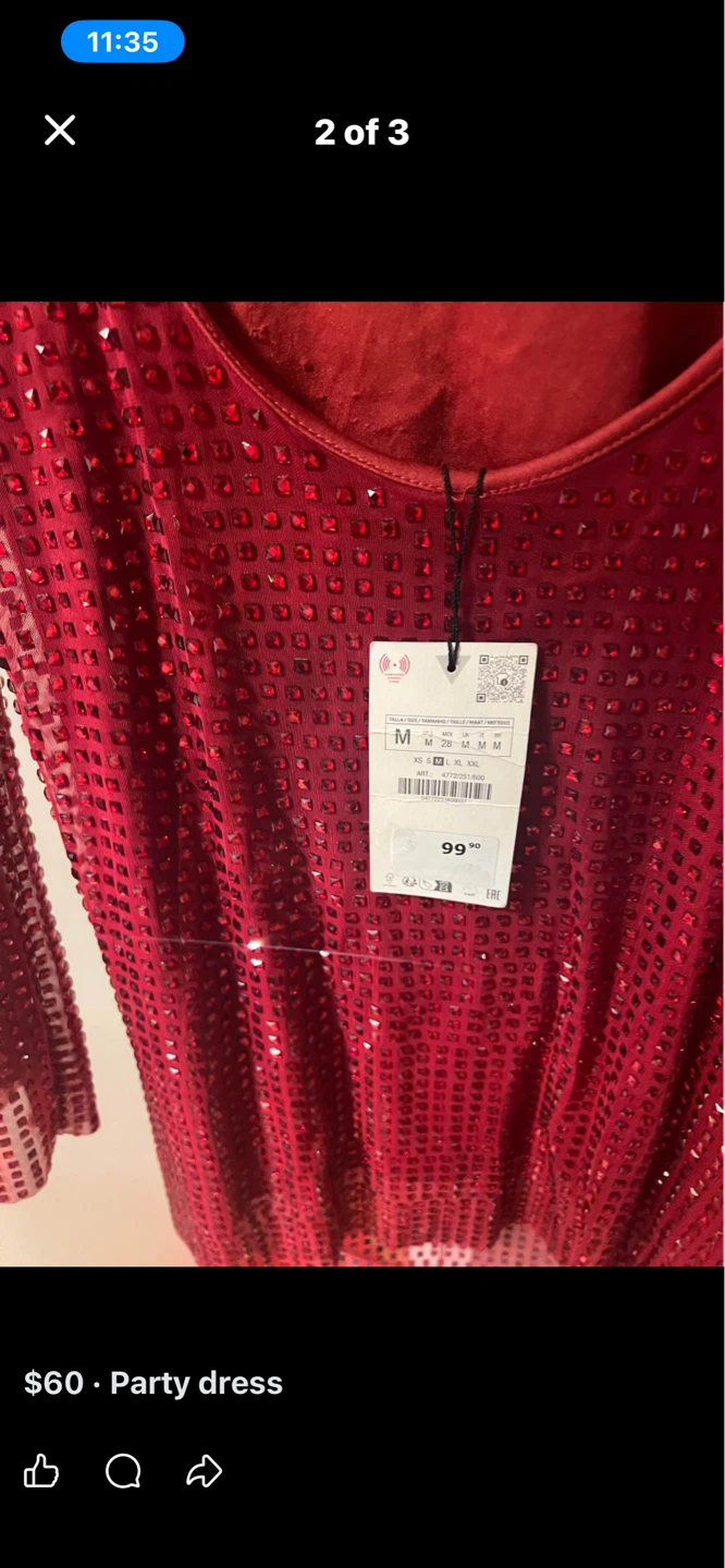 Zara Red Sequin Party Dress