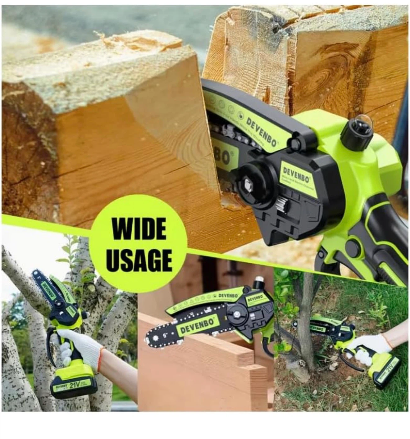 Devenbo Cordless 6-Inch Mini Chainsaw with 2 Batteries 6CM - photo 4