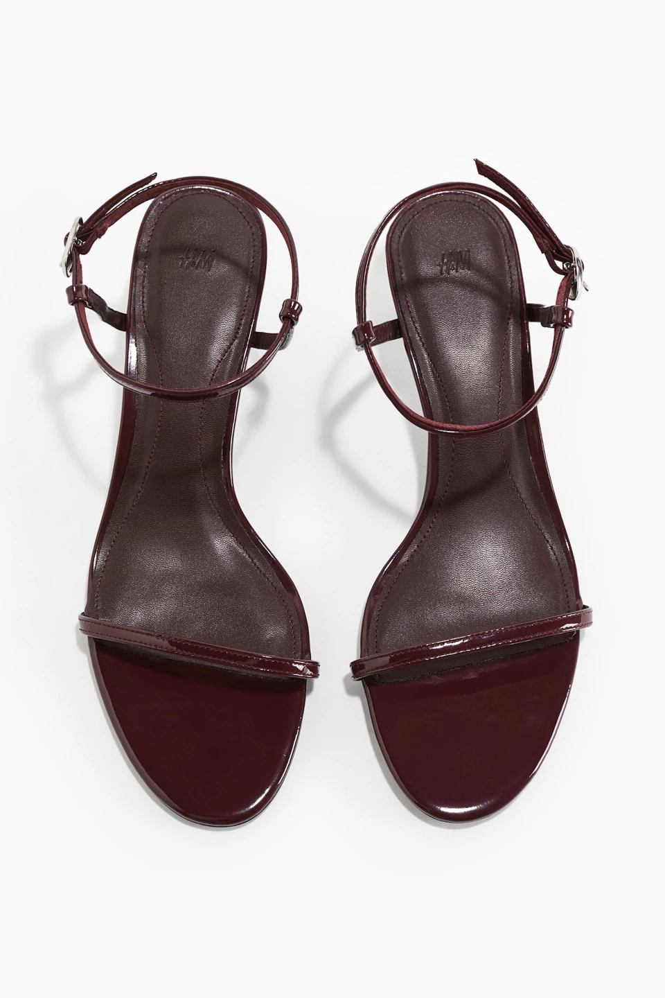 H&M Burgundy Patent Strappy Heeled Sandals