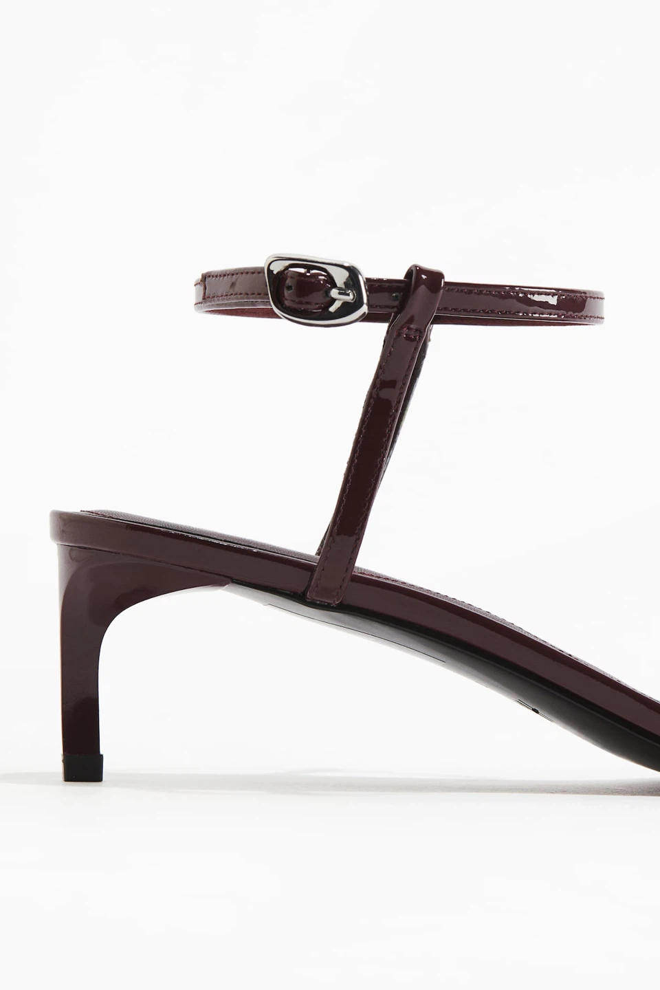 H&M Burgundy Patent Strappy Heeled Sandals - photo 2