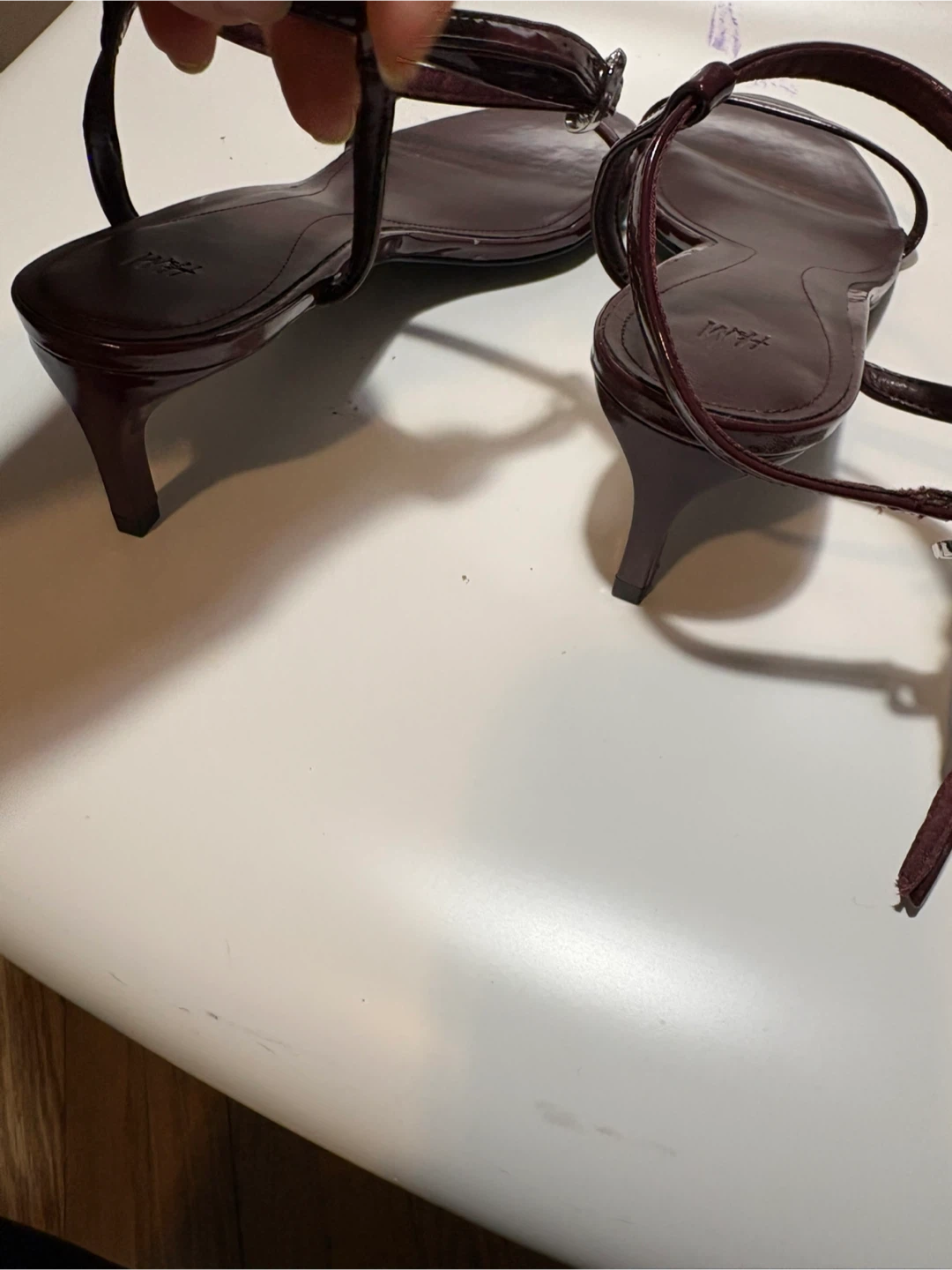 H&M Burgundy Patent Strappy Heeled Sandals - photo 5
