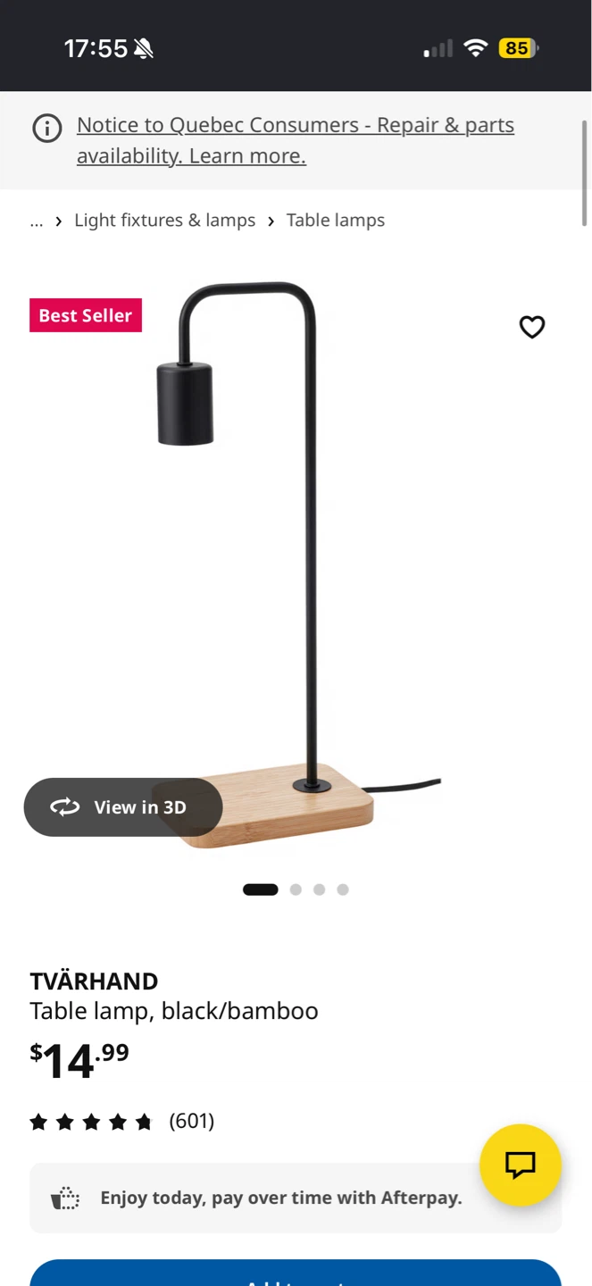 IKEA TVÄRHÄND Table Lamp - Black/Bamboo - photo 5