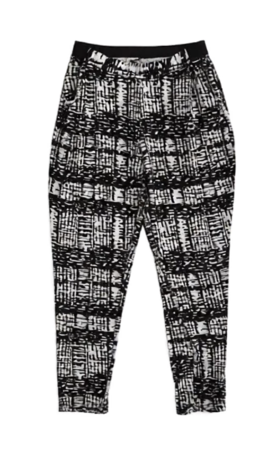 Women's Black and White Patterned Pants