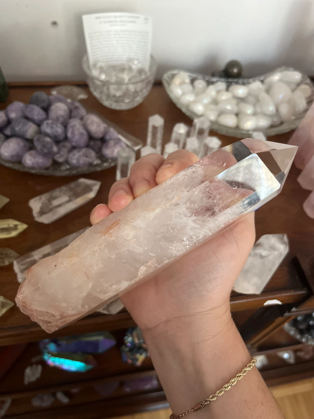 Large Polished Clear Quartz Crystal Wand – Statement Piece
