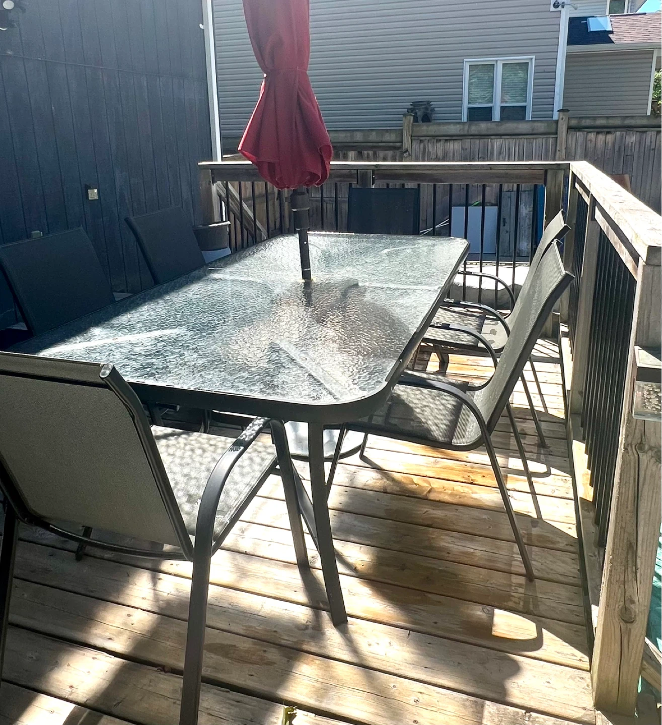 Glass Top Patio Dining Set 8 Chairs. Umbrella it’s Not included - photo 4