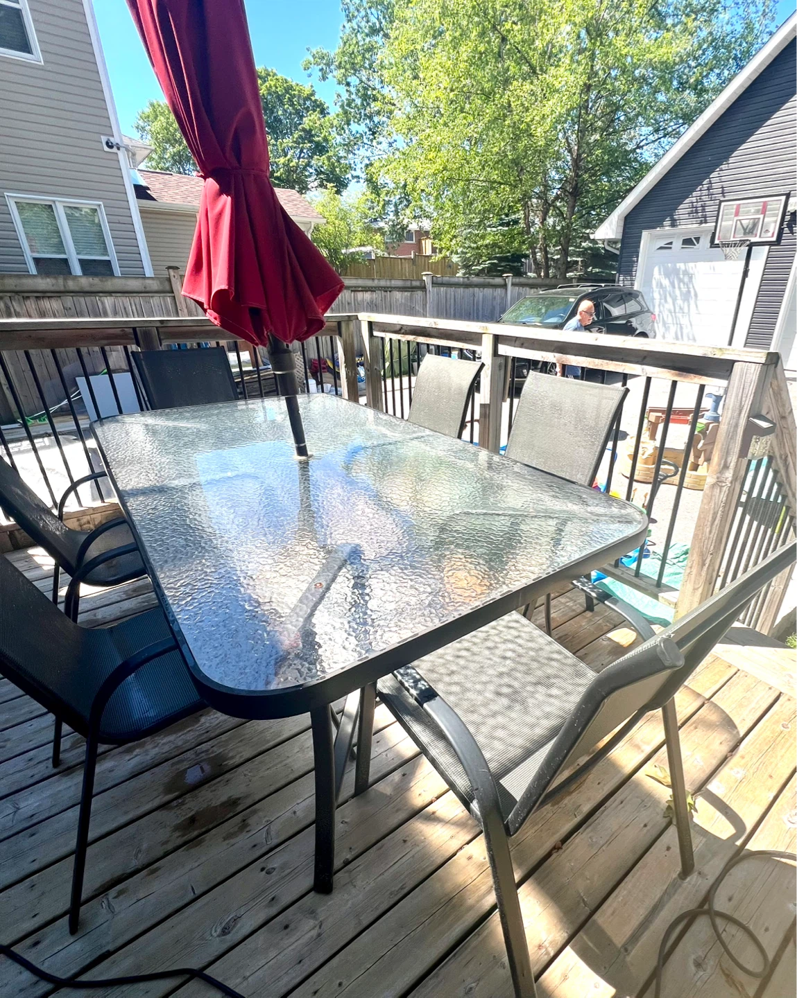 Glass Top Patio Dining Set 8 Chairs. Umbrella it’s Not included - photo 3