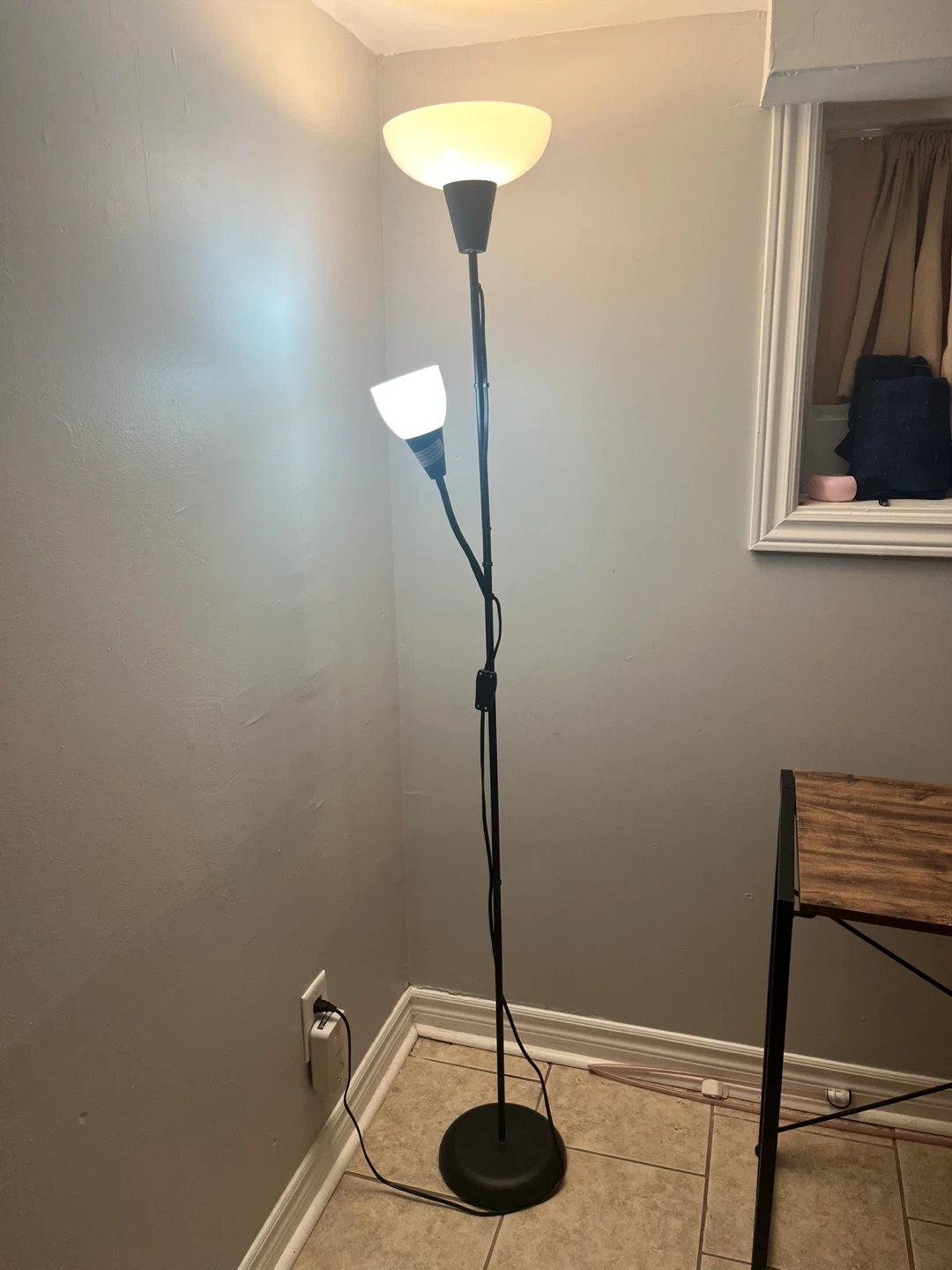 Black Floor Lamp with Two Lights