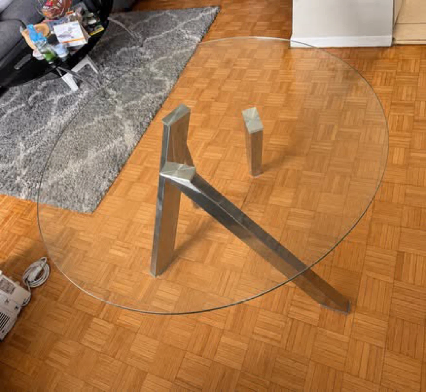 Glass Dining Table with Metal Base TABLE ONLY - photo 2
