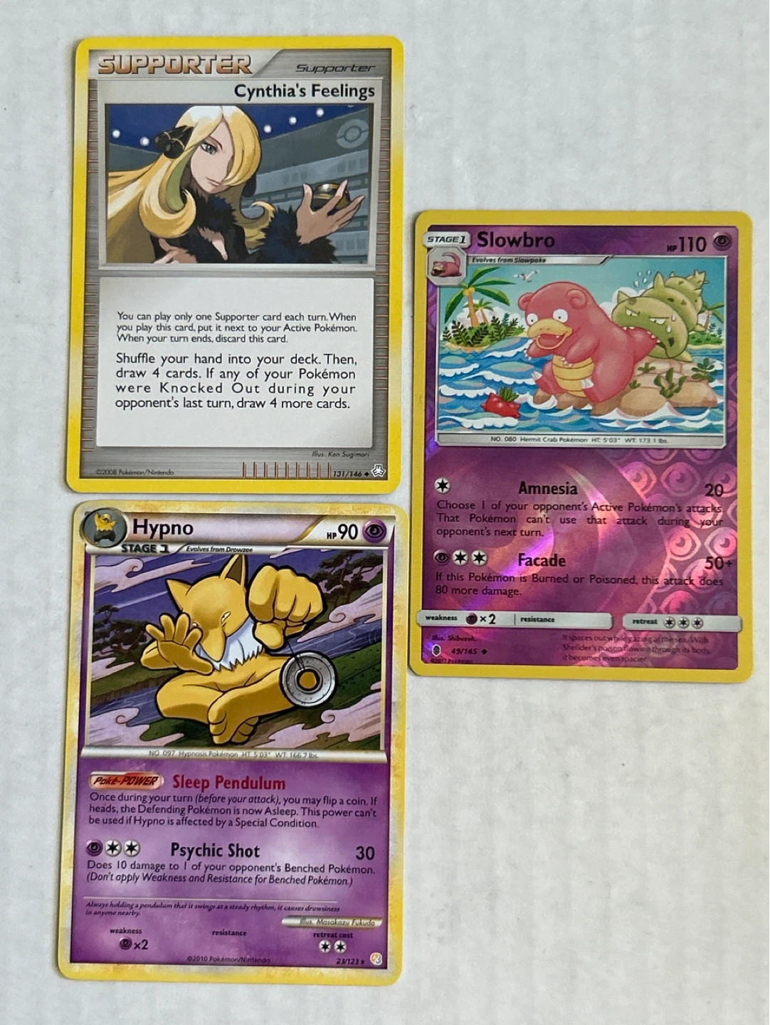 Pokemon Cards Lot - Slowbro, Hypno, Gastly, Cynthia's Feelings - photo 3