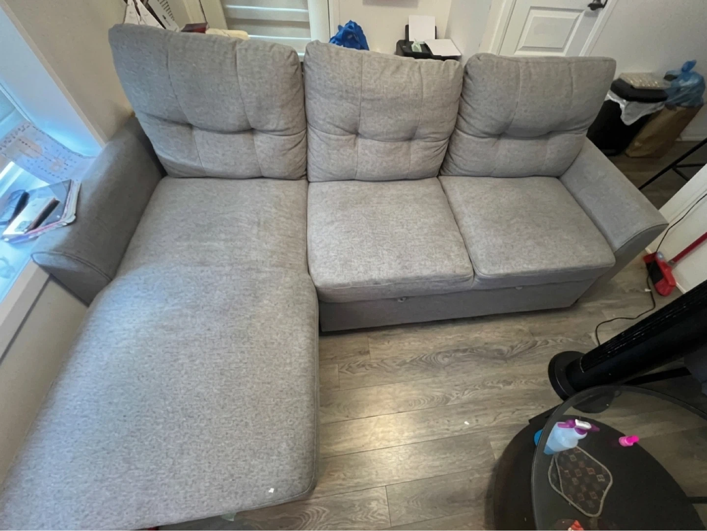 Grey Sectional Sofa with Storage deliver free