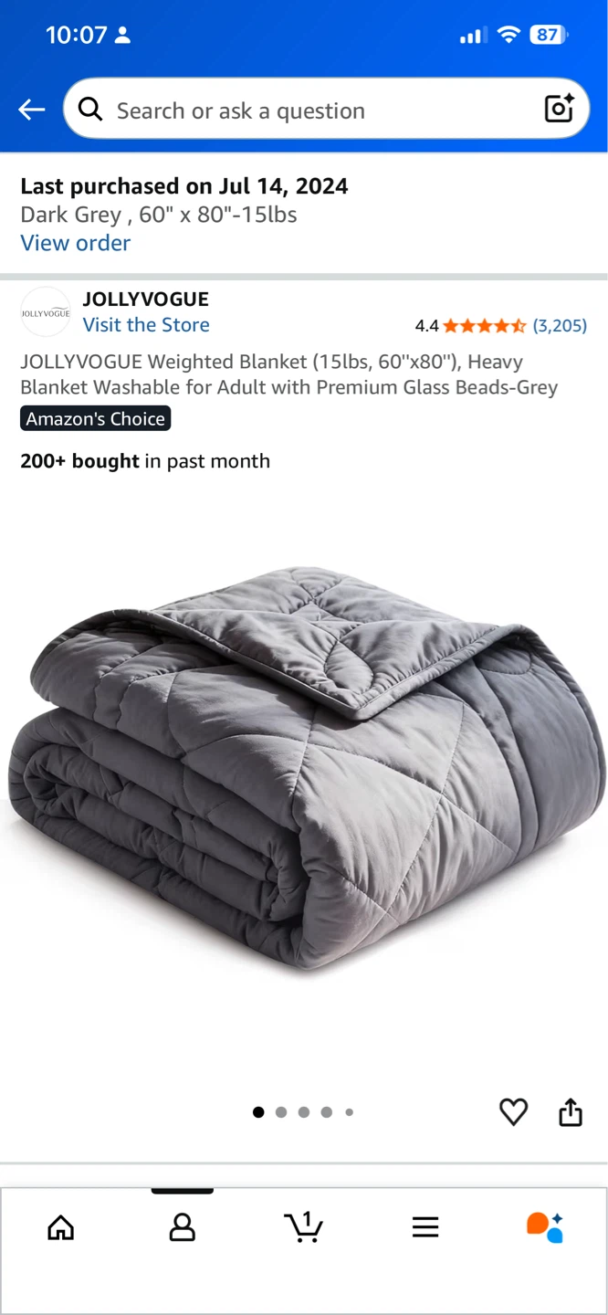 JOLLYVOGUE Weighted Blanket 15lbs - Dark Grey