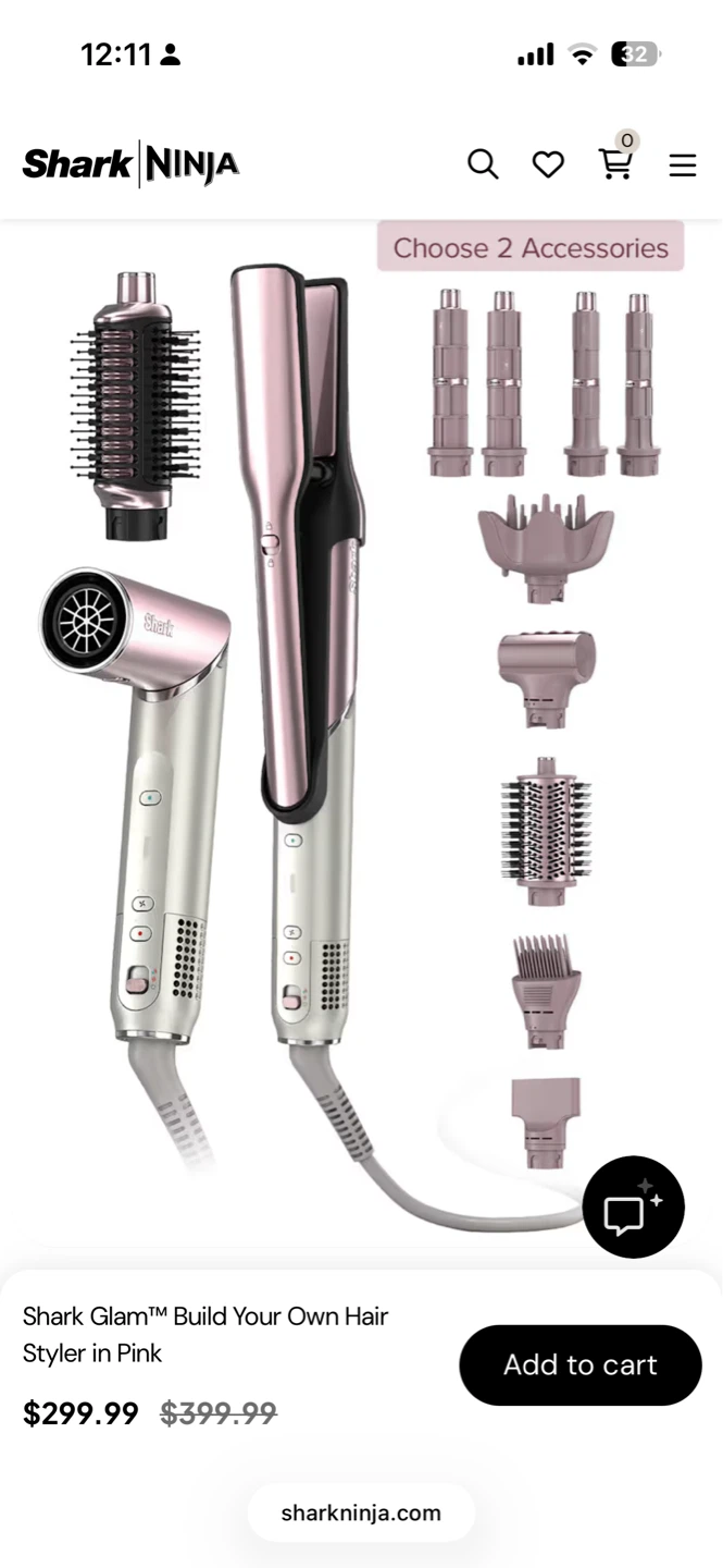 Shark Glam Build Your Own Hair Styler in Pink