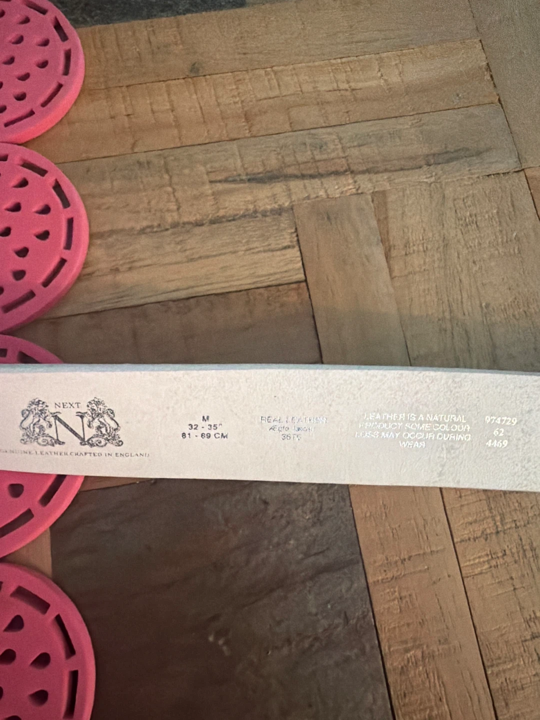 White Leather Belt - Size M - photo 3