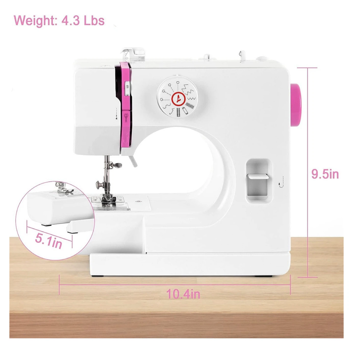 White Sewing Machine with 12 Stitch Patterns